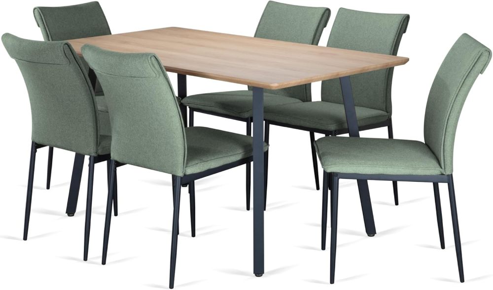 Comedor con 6 Sillas Modelo Vita, Acabado Tipo Madera Estilo Rústico, Moderno y Elegante. para Sala y Cocina