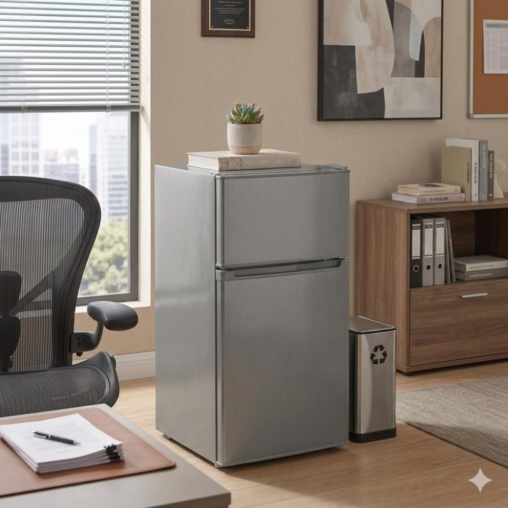 Frigobar Minibar 80L con Congelador Compacto Silencioso Temperatura Ajustable Bajo Consumo 110V Ideal para Oficina Recámara Hotel y Negocio Enfriador de Bebidas y Alimentos