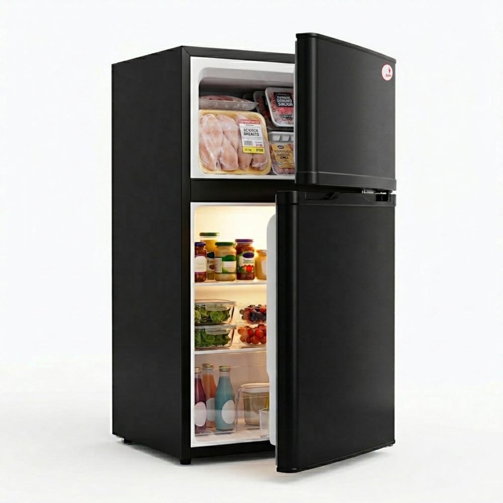 Frigobar Minibar 80L con Congelador Compacto Silencioso Temperatura Ajustable Bajo Consumo 110V Ideal para Oficina Recámara Hotel y Negocio Enfriador de Bebidas y Alimentos