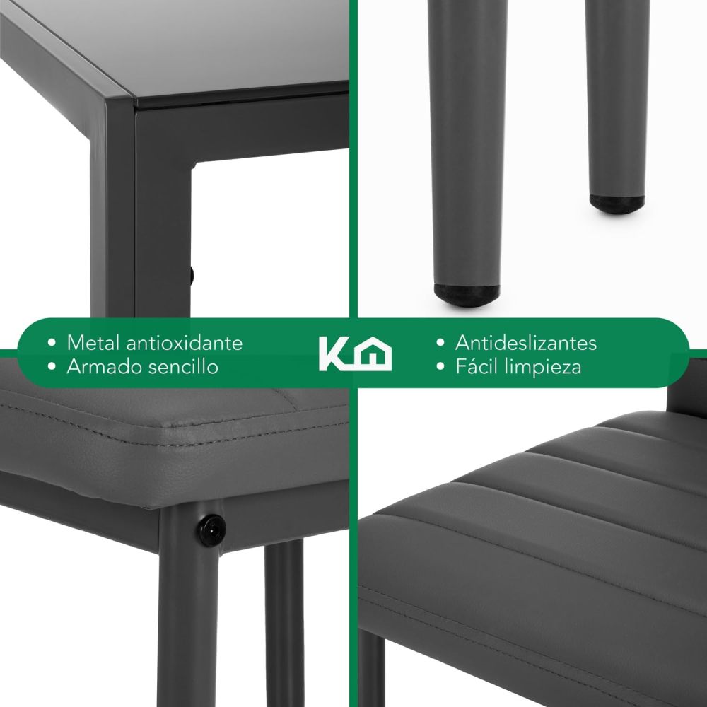 Comedor con 6 Sillas Modelo Vita, Acabado Tipo Madera Estilo Rústico, Moderno y Elegante. para Sala y Cocina