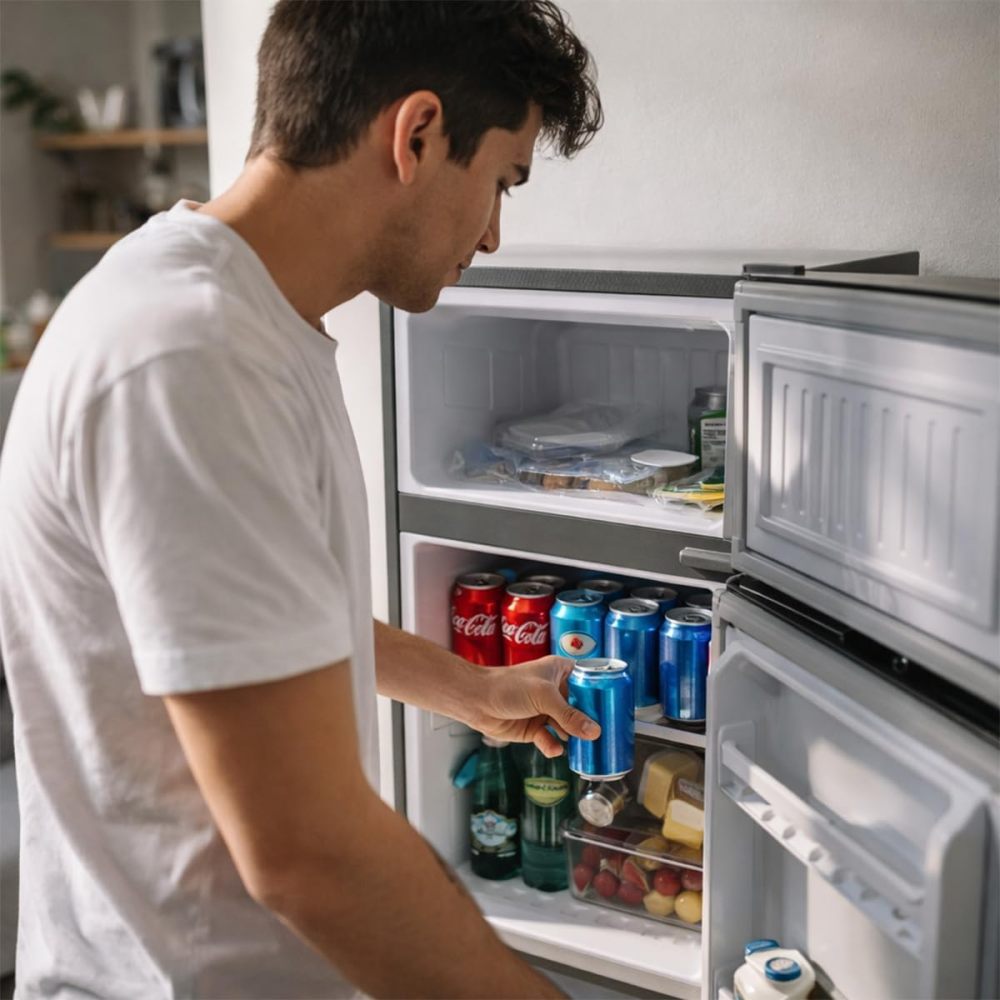 Frigobar Minibar 80L con Congelador Compacto Silencioso Temperatura Ajustable Bajo Consumo 110V Ideal para Oficina Recámara Hotel y Negocio Enfriador de Bebidas y Alimentos