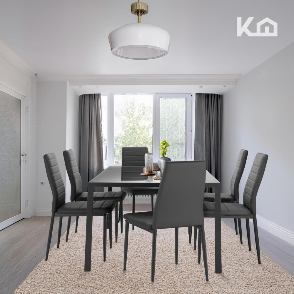 Comedor con 6 Sillas Modelo Vita, Acabado Tipo Madera Estilo Rústico, Moderno y Elegante. para Sala y Cocina