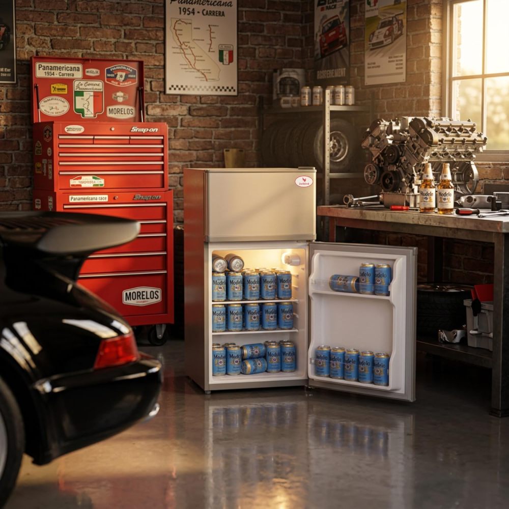 Frigobar Minibar 80L con Congelador Compacto Silencioso Temperatura Ajustable Bajo Consumo 110V Ideal para Oficina Recámara Hotel y Negocio Enfriador de Bebidas y Alimentos