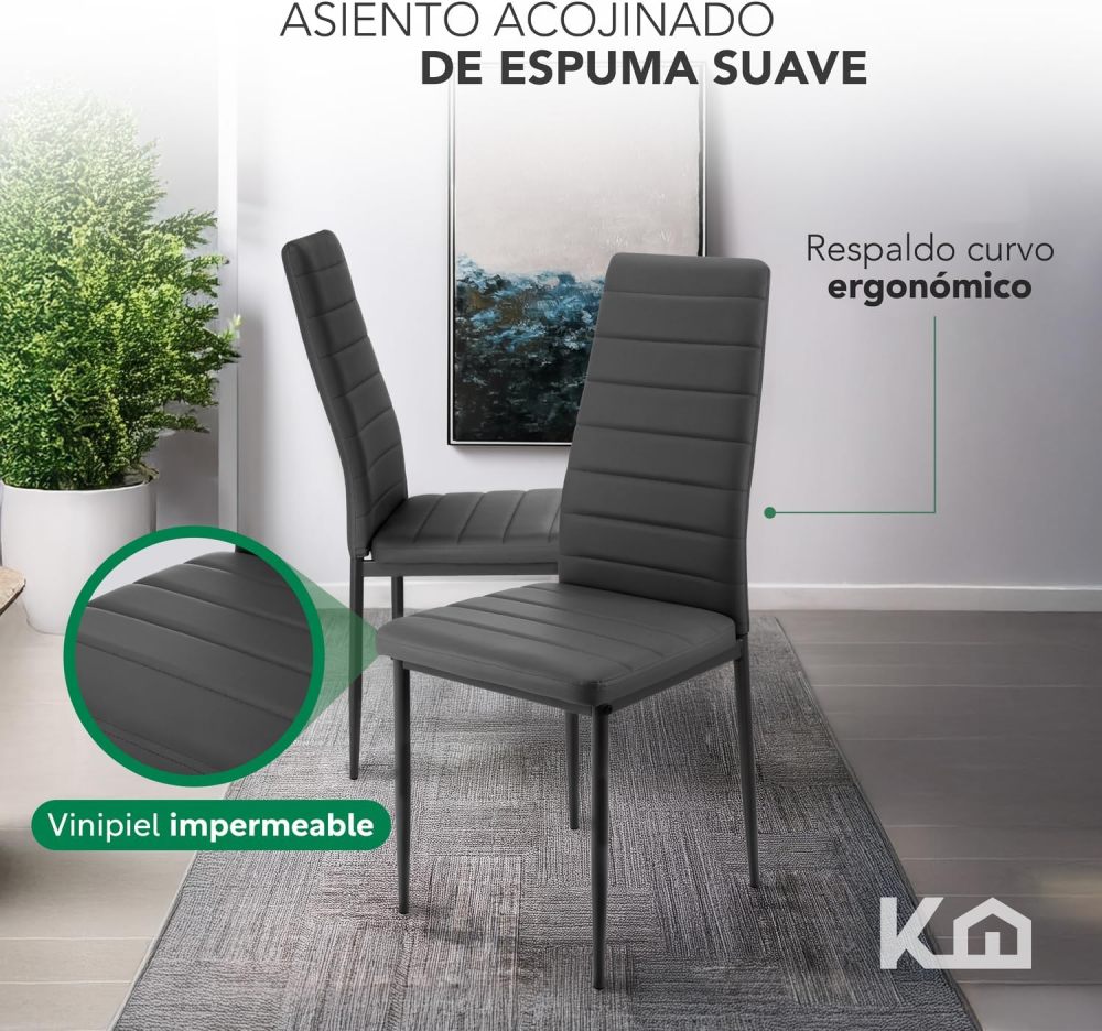 Comedor con 6 Sillas Modelo Vita, Acabado Tipo Madera Estilo Rústico, Moderno y Elegante. para Sala y Cocina
