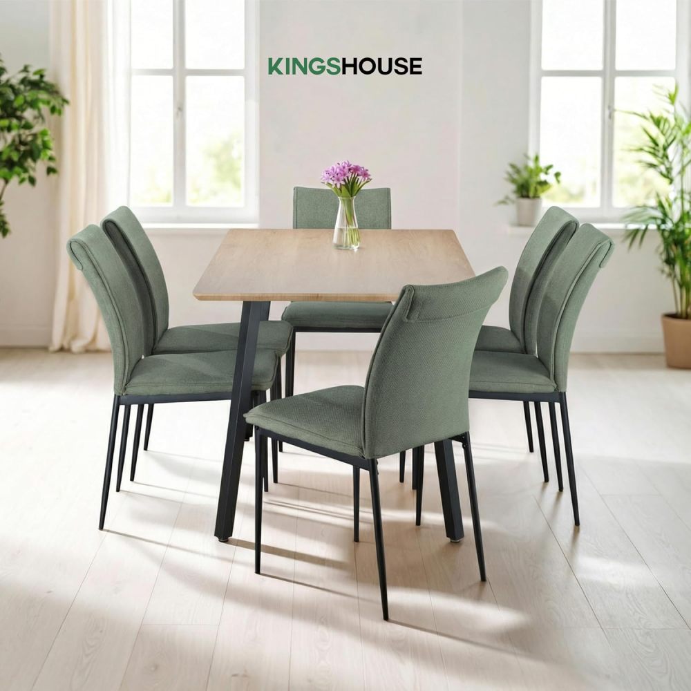 Comedor con 6 Sillas Modelo Vita, Acabado Tipo Madera Estilo Rústico, Moderno y Elegante. para Sala y Cocina