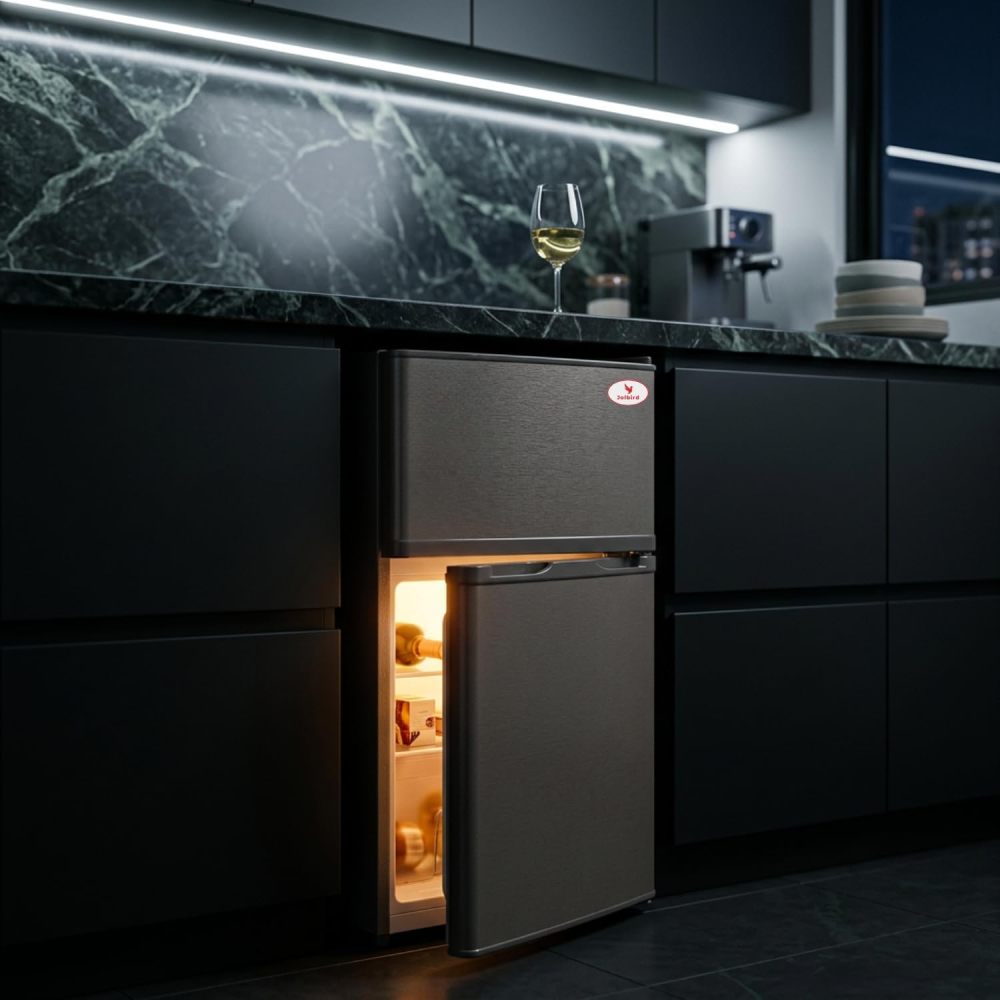 Frigobar Minibar 80L con Congelador Compacto Silencioso Temperatura Ajustable Bajo Consumo 110V Ideal para Oficina Recámara Hotel y Negocio Enfriador de Bebidas y Alimentos