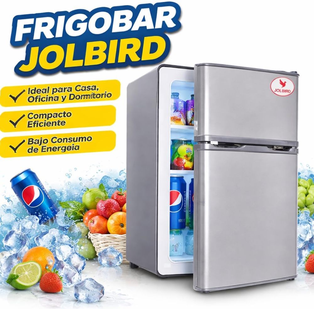 Frigobar Minibar 80L con Congelador Compacto Silencioso Temperatura Ajustable Bajo Consumo 110V Ideal para Oficina Recámara Hotel y Negocio Enfriador de Bebidas y Alimentos