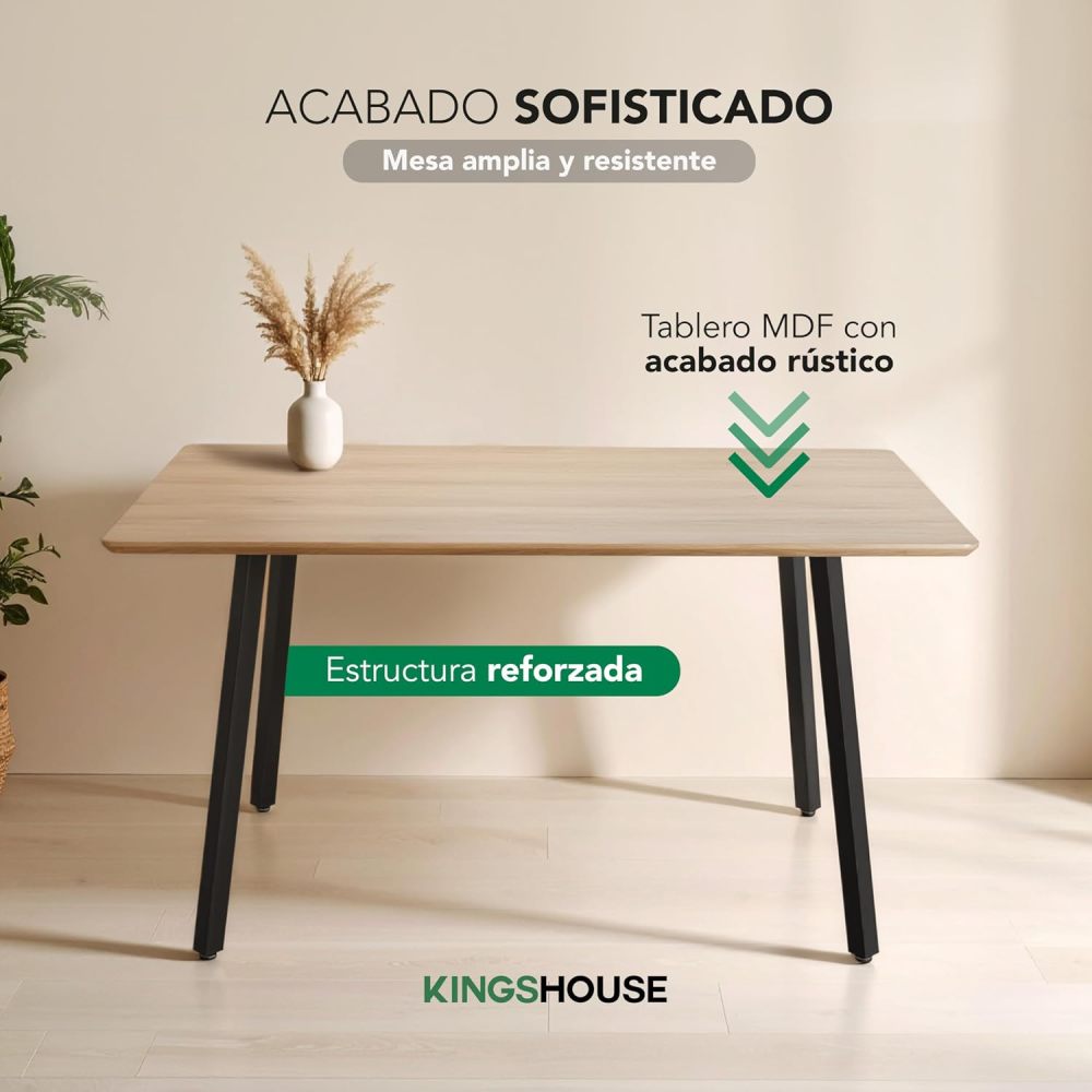Comedor con 6 Sillas Modelo Vita, Acabado Tipo Madera Estilo Rústico, Moderno y Elegante. para Sala y Cocina