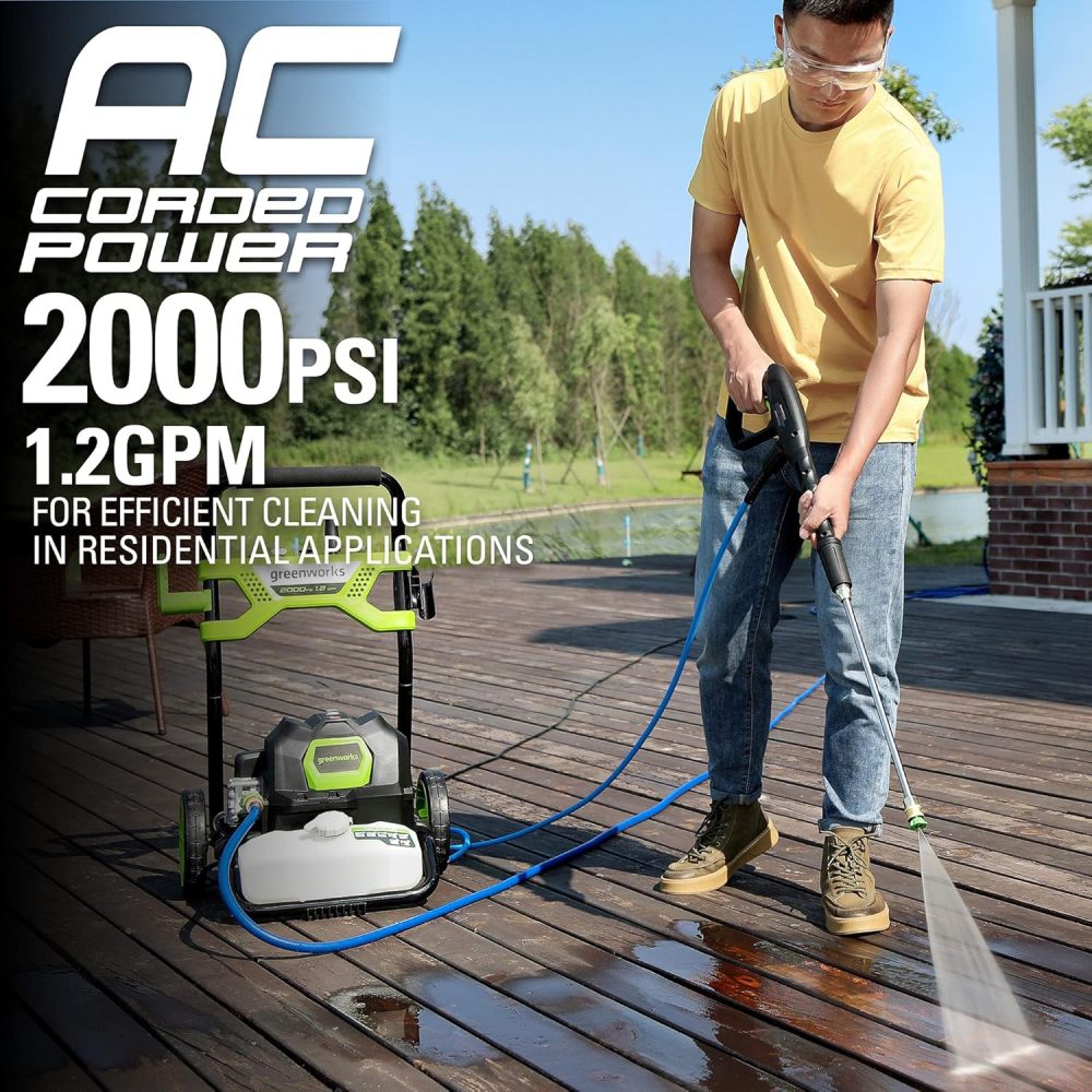 GPW2003 Greenworks (Marco Abierto), 2000 PSI 1.2 GPM, Hidrolavadora con garantía Premium