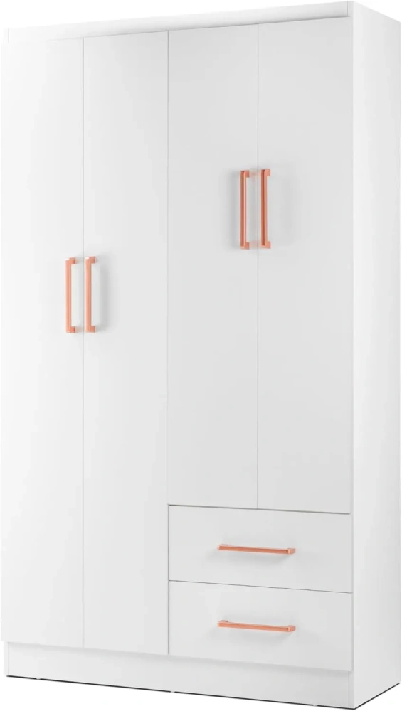 Ropero Closet Armario Blanco de Madera con 4 Puertas y Cajones Organización Almacenamiento de Ropa Minimalista Basic Hogar