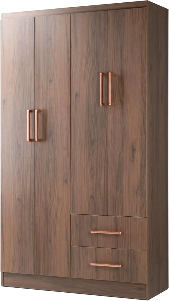 Ropero Closet Armario Blanco de Madera con 4 Puertas y Cajones Organización Almacenamiento de Ropa Minimalista Basic Hogar