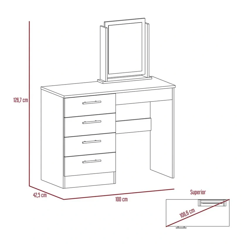 Mueble Tocador  Rta Rovere Blanco 126.7X100X42.5