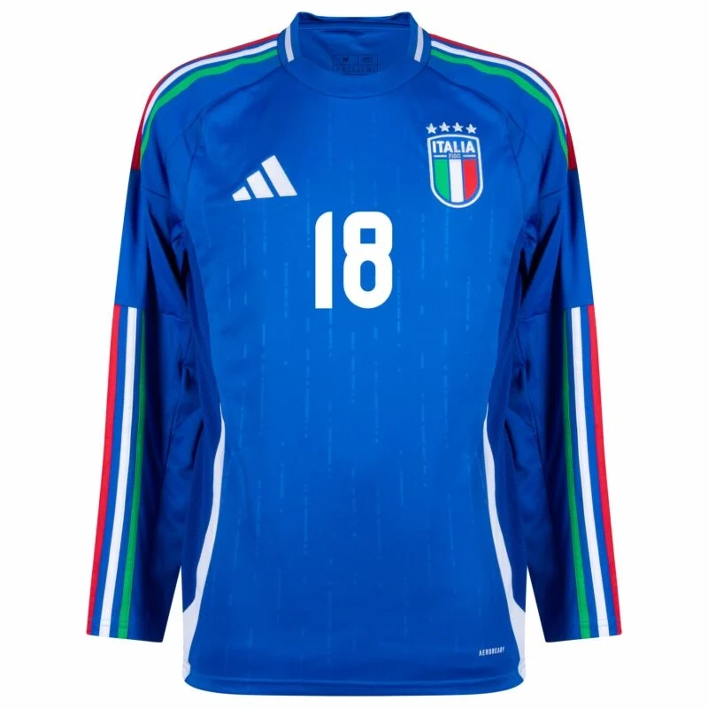 Italy Natio Home Long sleeve  Barella 18 Shirt 2024-2025 Fan Size：S-2XL Non-Customize