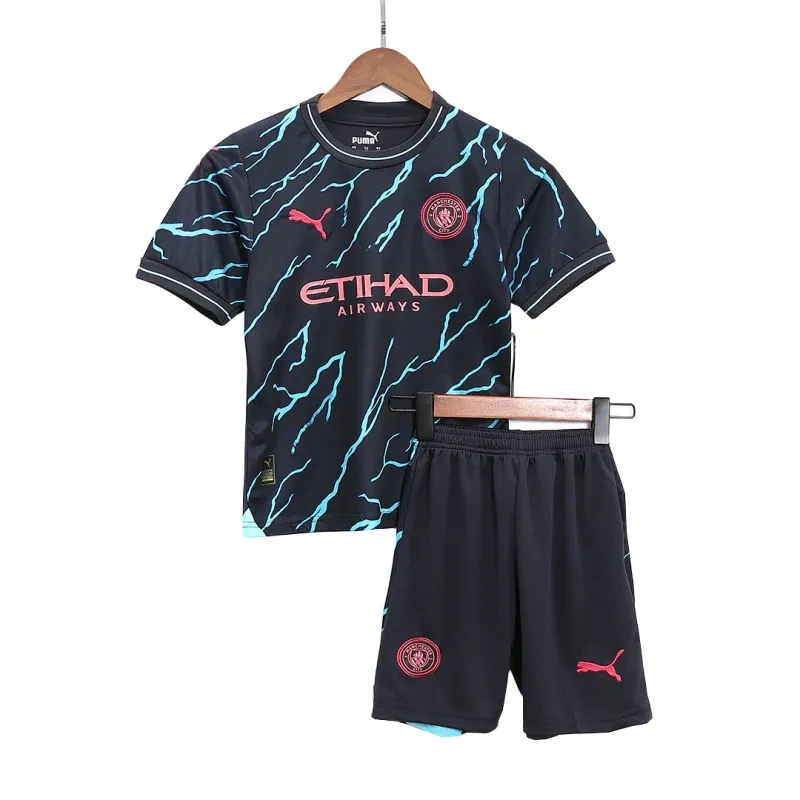 Kids Manchester City 2023/24 Third Away Kit Jersey+Shorts