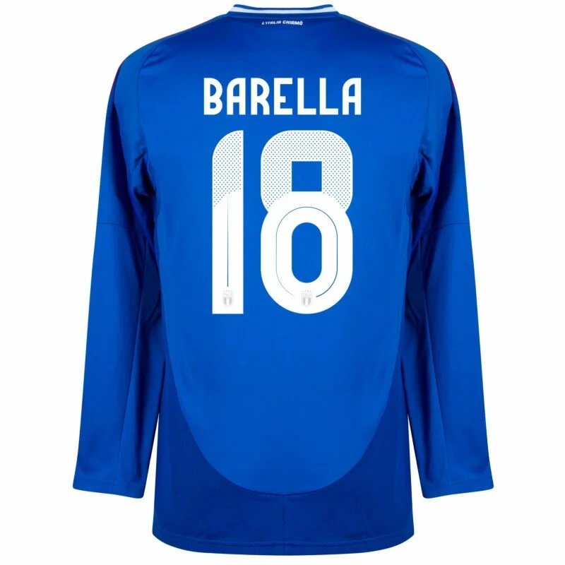 Italy Natio Home Long sleeve  Barella 18 Shirt 2024-2025 Fan Size：S-2XL Non-Customize