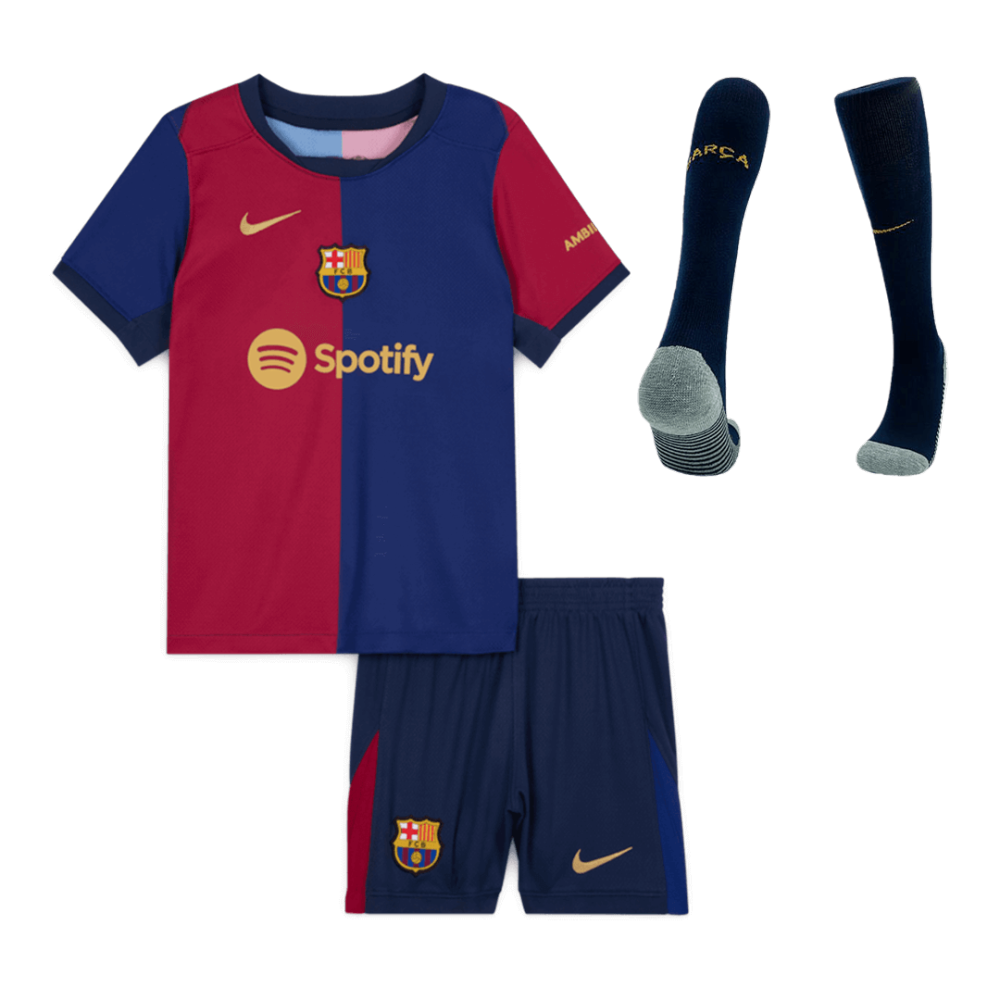 Kids Barcelona Custom Home Full Soccer Kits 2024-25