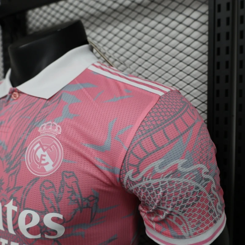 Hello Kitty Adidas Real Madrid Pink Dragon Pattern POLO Shirt 23-24