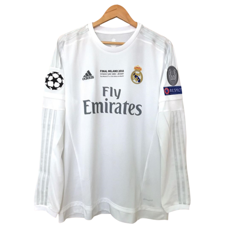 Real Madrid Home Shirt Retro Jersey Long Sleeve 15-16