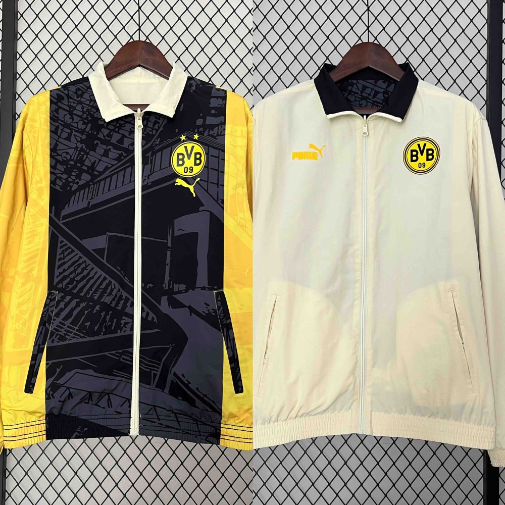 2024 Dortmund Trench Coat Reversible Windbreaker Double-Sides Jacket Sport