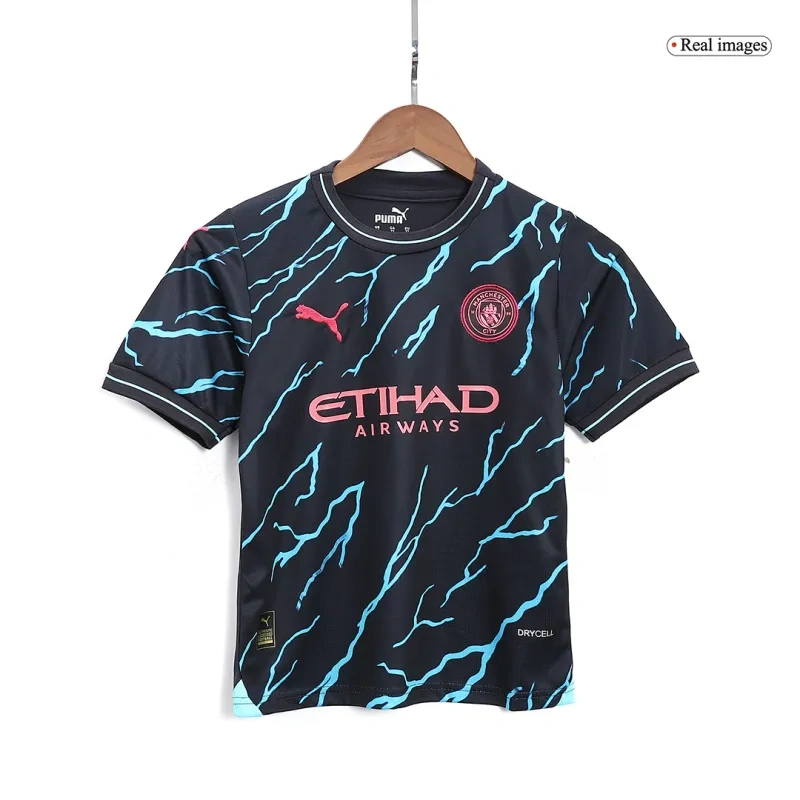 Kids Manchester City 2023/24 Third Away Kit Jersey+Shorts