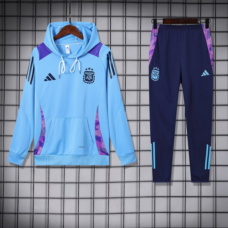 Adidas Argentina Nation 2024-25 Hooded Blue Training Tracksuit Kit