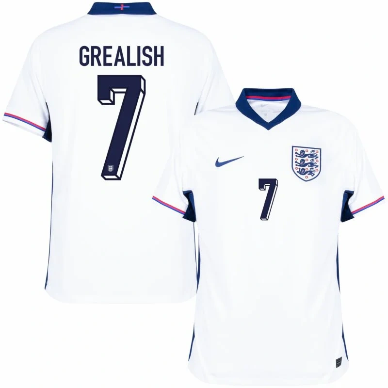 England Home Grealish 7 Shirt 2024-2025 Player version  Size：S-2XL Non-Customize
