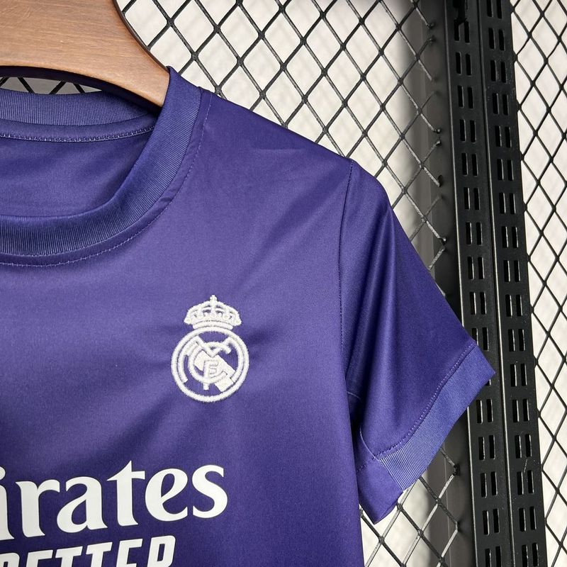 Y3 Real Madrid 24-25 Kids Kits Purple Children Sets Football Jersey