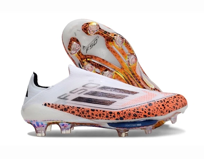 Adidas F50+ Lightstrike Pro Laceless FG Firm Ground Soccer Cleats - White/Leopar （Non-Customize）