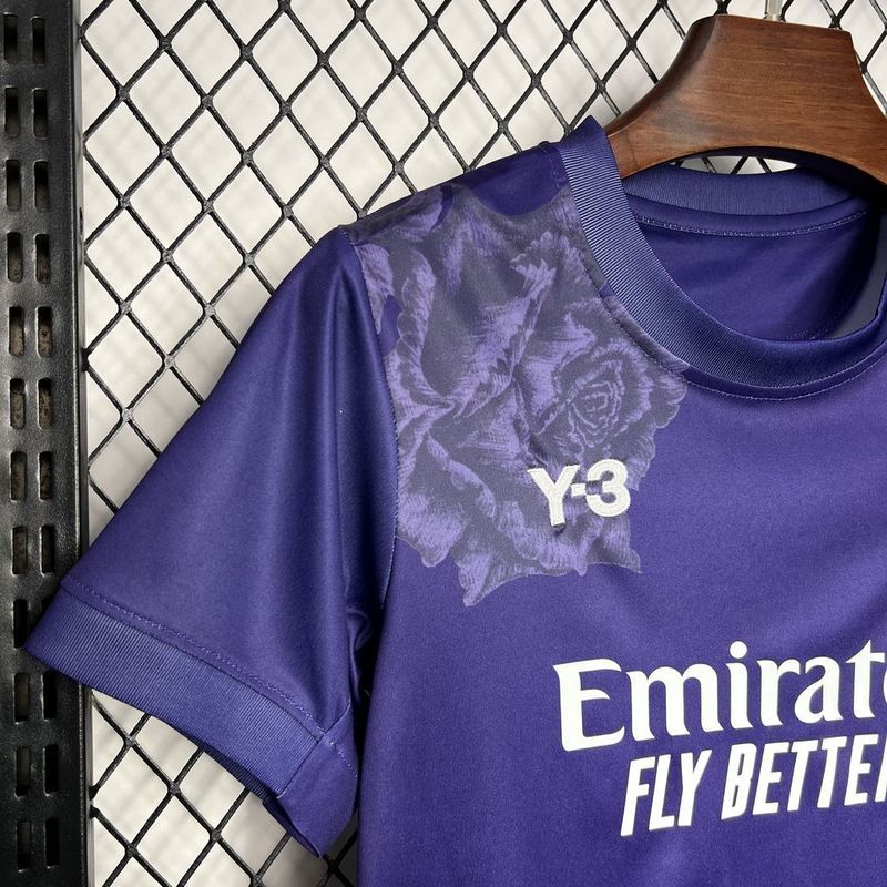Y3 Real Madrid 24-25 Kids Kits Purple Children Sets Football Jersey