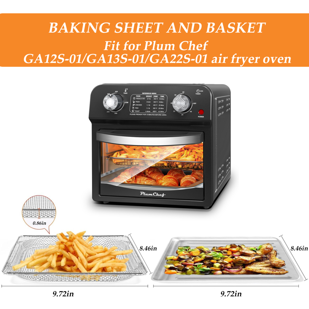 Plum Chef Toaster Oven Tray, Rack & Tray Extractor Set – Stainless Steel, Non-Toxic, Easy to Clean, Dishwasher Safe – Compatible with GA12S-01, GA13S-01, GA22S-01