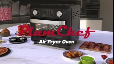 Plum Chef Air Fryer Toaster Oven 11QT, 5-in-1 Countertop Oven with Rapid Air Circulation, Air Fry, Bake, Broil, Dehydrate, Toast, for 1-2 People, 1000W, Oil-Free, Includes Frying Basket & Baking Pan, Black
