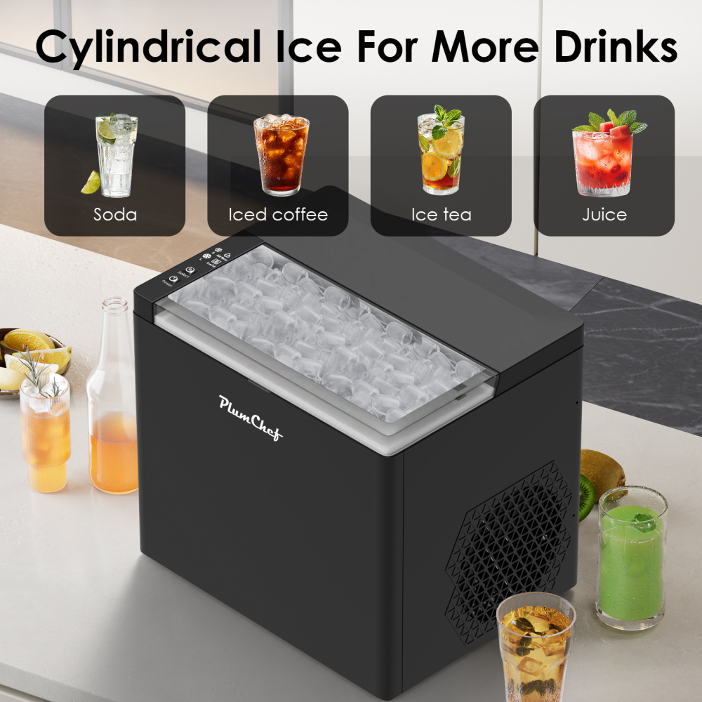 Countertop Ice Maker Machine, 26lbs in 24 Hours, 9 Bullet Ice Cubes in 6 Mins, Portable Compact with Self-Cleaning, Ice Basket and Scoop Included for Home/Kitchen/Camping/RV, Black