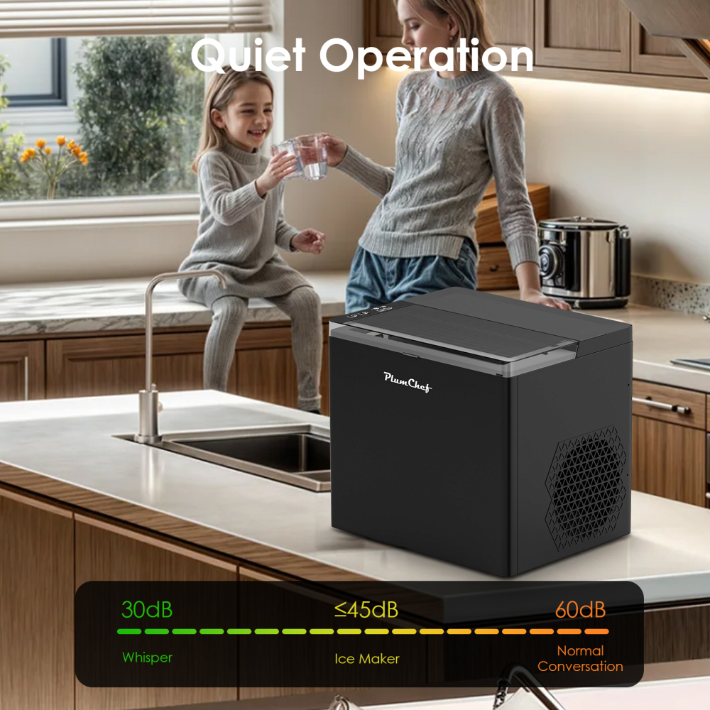 Countertop Ice Maker Machine, 26lbs in 24 Hours, 9 Bullet Ice Cubes in 6 Mins, Portable Compact with Self-Cleaning, Ice Basket and Scoop Included for Home/Kitchen/Camping/RV, Black