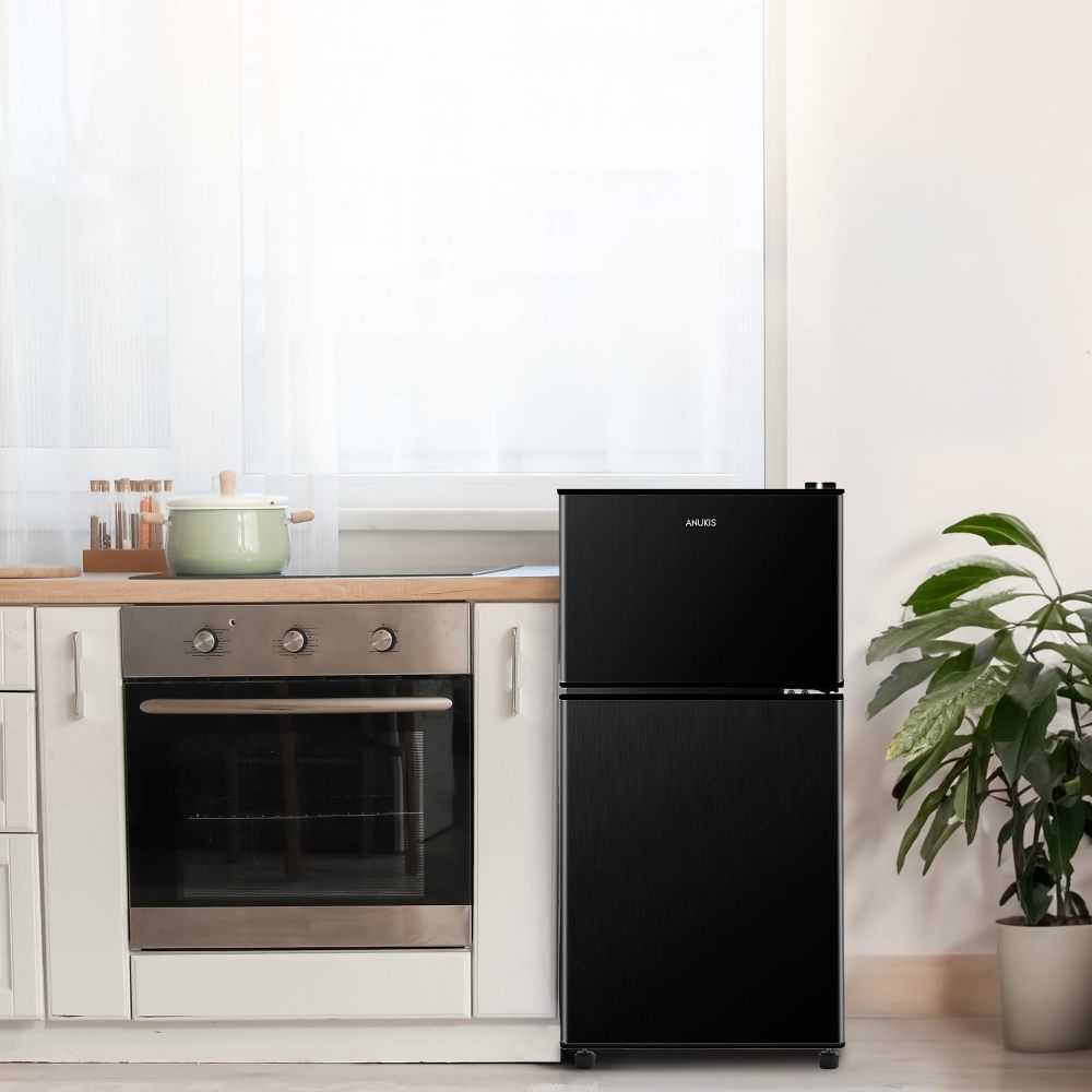 KRIB BLING 3.5 Cu.ft 2 Doors Compact Refrigerators with Freezers, Retro Design