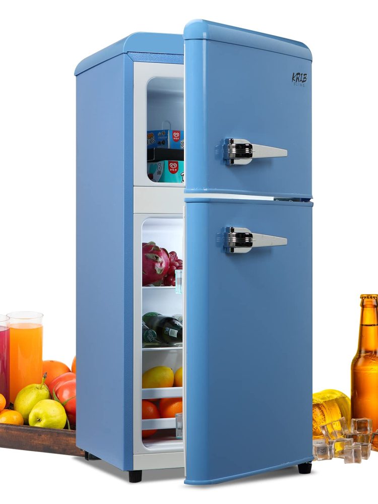 KRIB BLING 3.5 Cu.ft 2 Doors Compact Refrigerators with Freezers, Retro Design