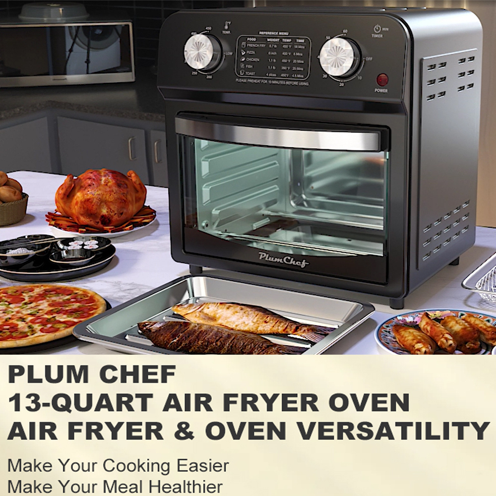 Air Fryer, 13QT,360° Hot Air Circulation for Healthy Oil-Free Cooking,Multifunctional Convection Toaster Oven Air Fryer Combo, Adjustable Temp & Time Control, Stainless Steel Contertop Oven
