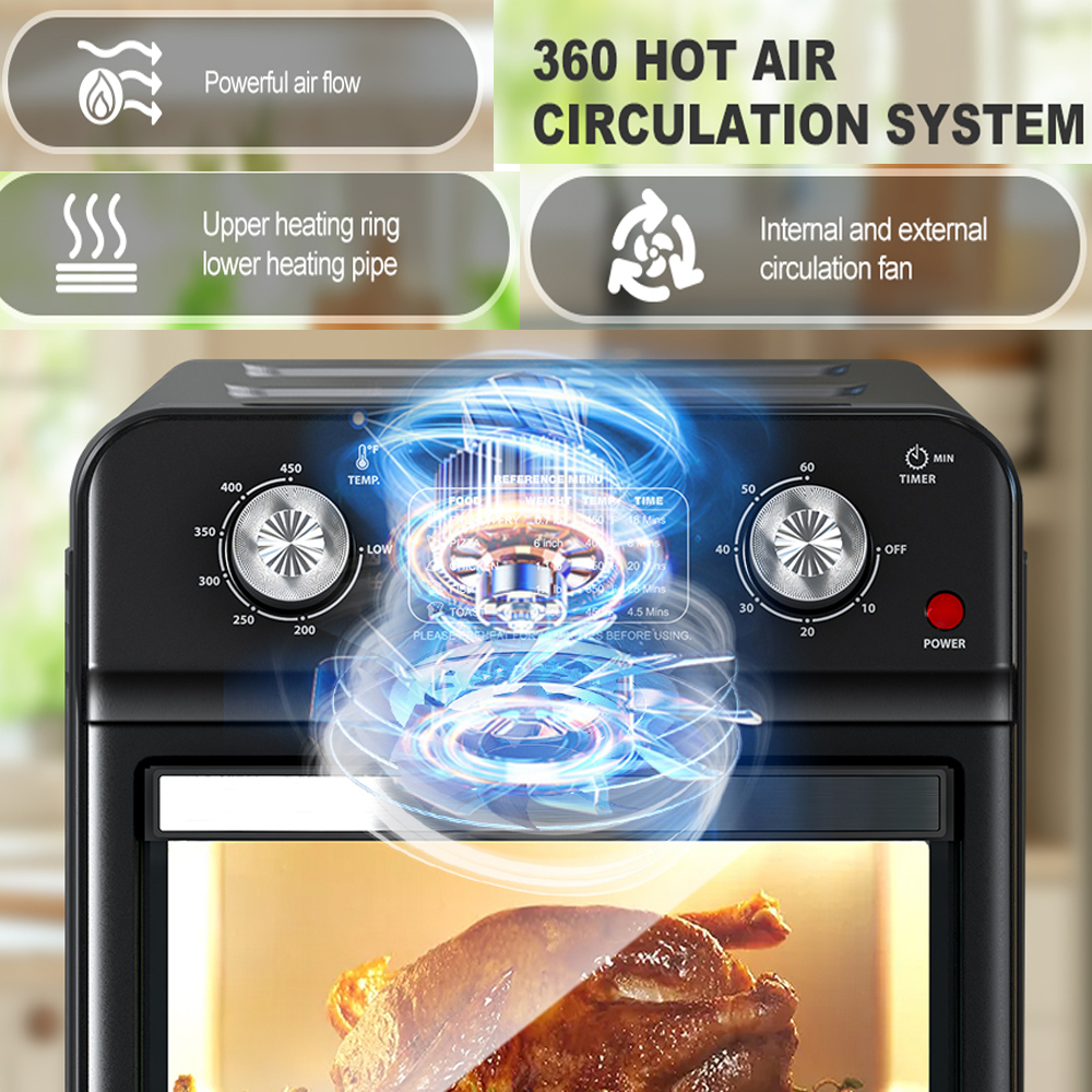 Air Fryer, 13QT,360° Hot Air Circulation for Healthy Oil-Free Cooking,Multifunctional Convection Toaster Oven Air Fryer Combo, Adjustable Temp & Time Control, Stainless Steel Contertop Oven