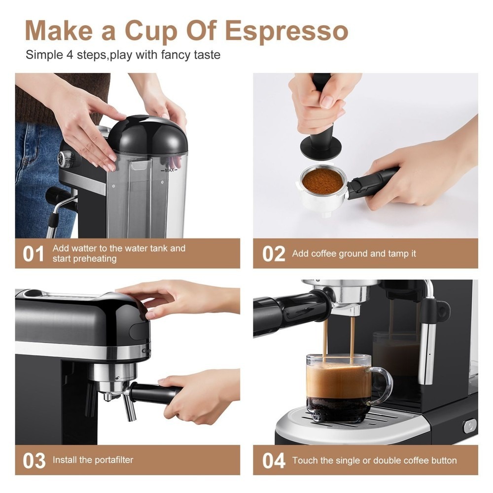 20 Bar Espresso Machine, USED, Milk Frother, 1350W, 1.4 L Tank, GCF20D