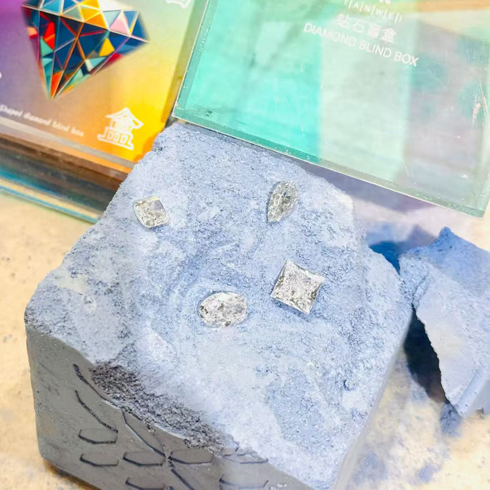 Colorful box with various shapes of lab diamond blind box