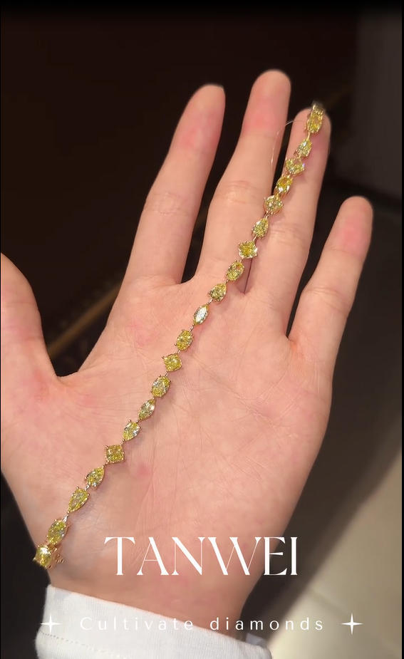 18k Yellow  Gold Multi-Shape Fancy Yellow Lab-Grown Diamond Bracelet
