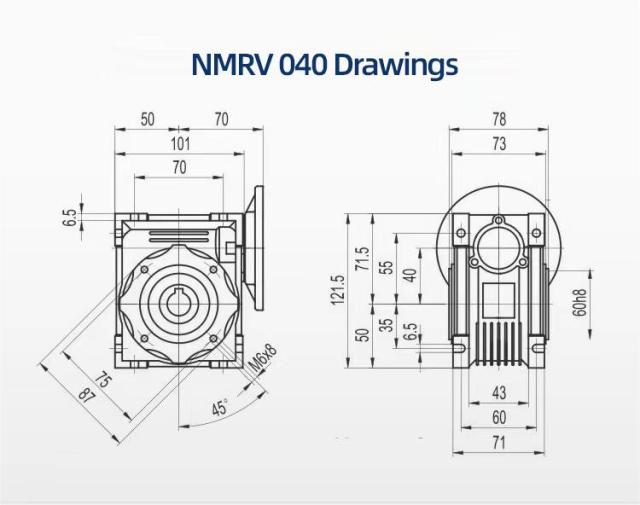 Gearbox Cacing Sudut Kanan untuk Penggunaan Industri SNOOFU NMRV 040 untuk Solusi Pengurangan Motor Roda Gigi yang Efisien