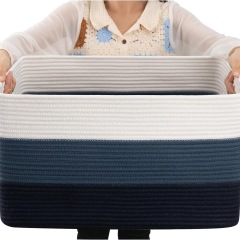 Foldable Cotton rope storage basket Collapsible Storage Bins & Toy Organizer with Handles
