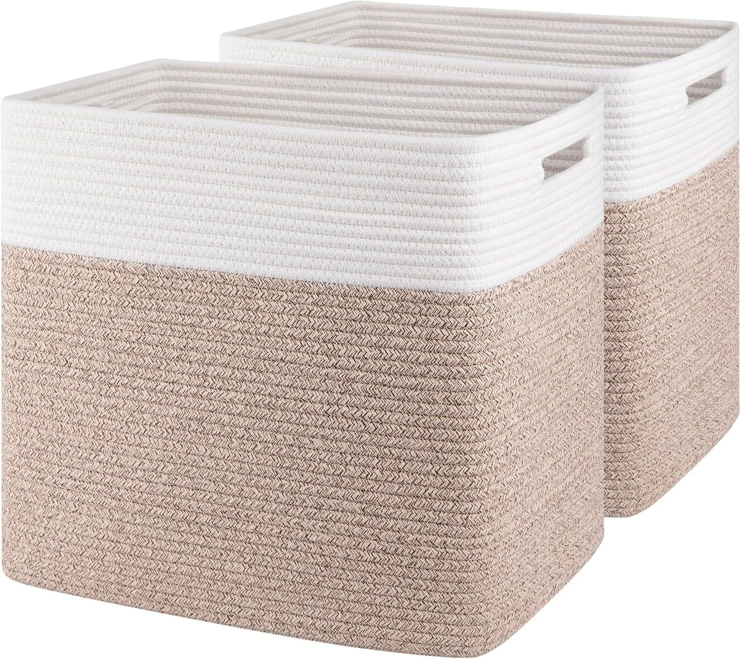 Foldable Cotton rope storage basket Collapsible Storage Bins & Toy Organizer with Handles