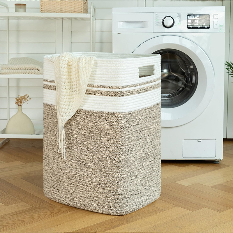 Foldable Cotton rope storage basket Collapsible Storage Bins & Toy Organizer with Handles