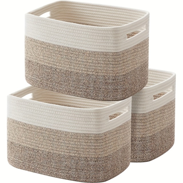 Foldable Cotton rope storage basket Collapsible Storage Bins & Toy Organizer with Handles