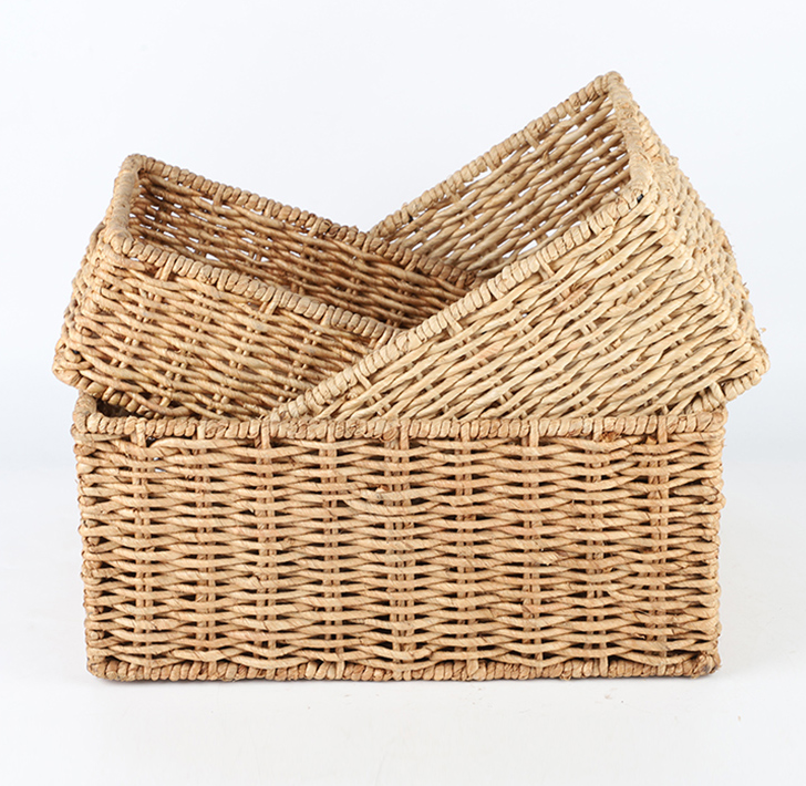 Customer Corn rope basket household kitchen and bathroom desktop storage baskets with cutout handles