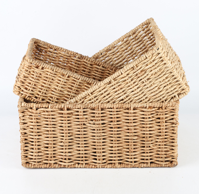 Customer Corn rope basket household kitchen and bathroom desktop storage baskets with cutout handles