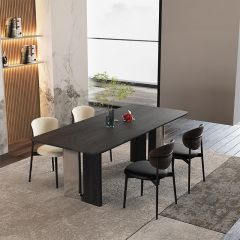 Black-brown wooden Table,Customizable Premium Wooden Dining Table | Sintered Stone & Metal Options