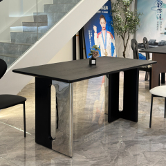 Black-brown wooden Table,Customizable Premium Wooden Dining Table | Sintered Stone & Metal Options