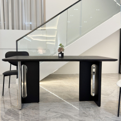 Black-brown wooden Table,Customizable Premium Wooden Dining Table | Sintered Stone & Metal Options